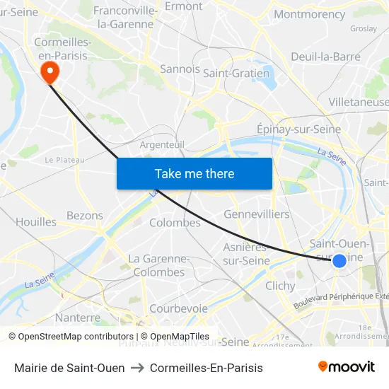 Mairie de Saint-Ouen to Cormeilles-En-Parisis map