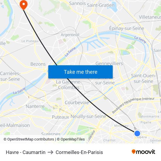 Havre - Caumartin to Cormeilles-En-Parisis map