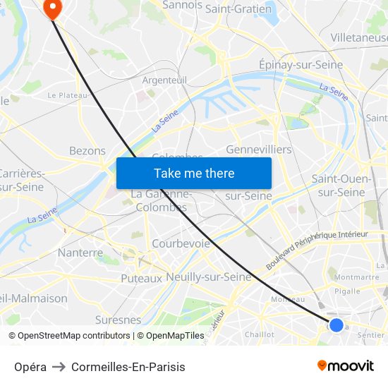 Opéra to Cormeilles-En-Parisis map