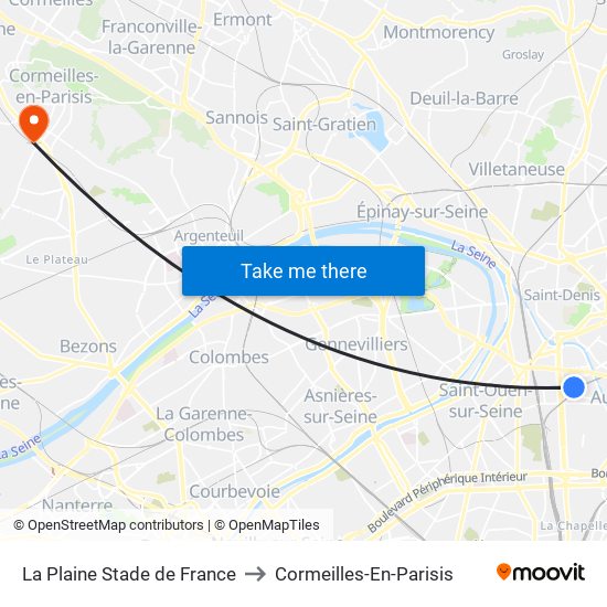 La Plaine Stade de France to Cormeilles-En-Parisis map