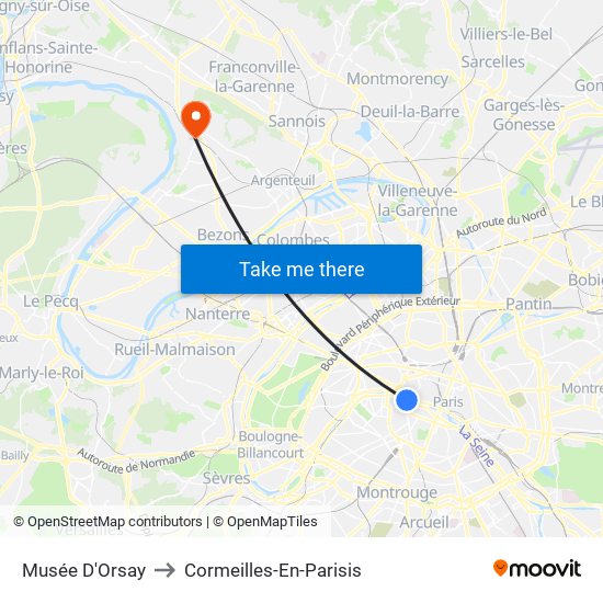 Musée D'Orsay to Cormeilles-En-Parisis map