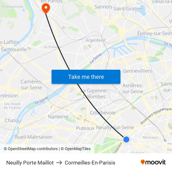 Neuilly Porte Maillot to Cormeilles-En-Parisis map