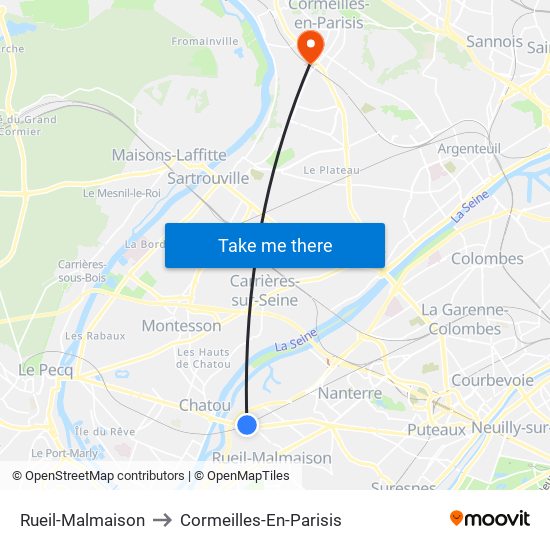 Rueil-Malmaison to Cormeilles-En-Parisis map