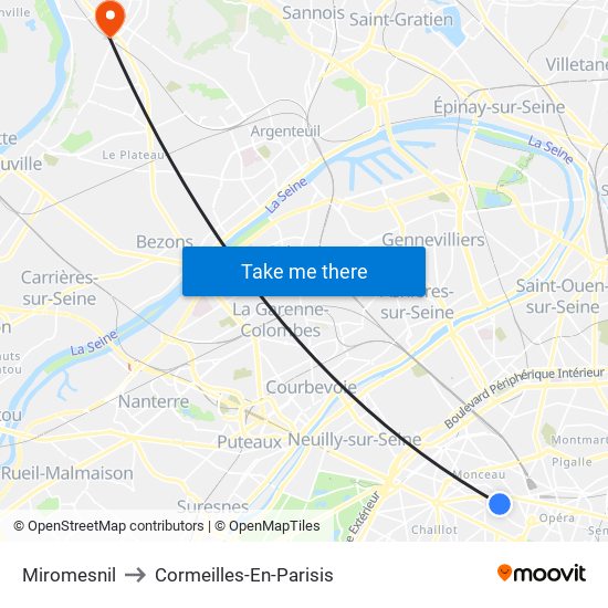 Miromesnil to Cormeilles-En-Parisis map