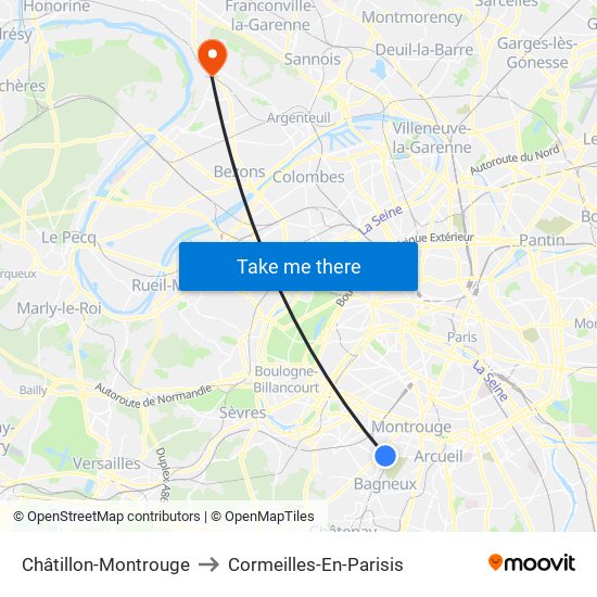 Châtillon-Montrouge to Cormeilles-En-Parisis map