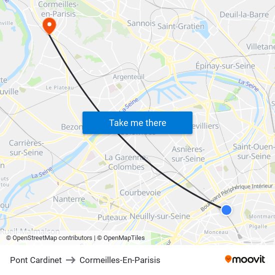 Pont Cardinet to Cormeilles-En-Parisis map
