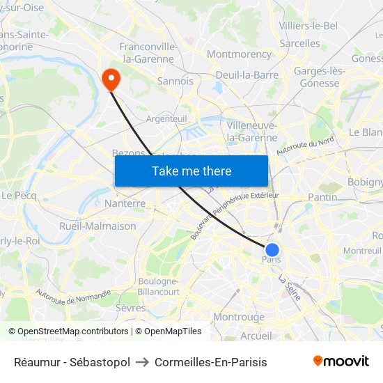 Réaumur - Sébastopol to Cormeilles-En-Parisis map