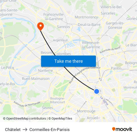 Châtelet to Cormeilles-En-Parisis map