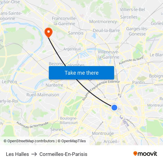 Les Halles to Cormeilles-En-Parisis map