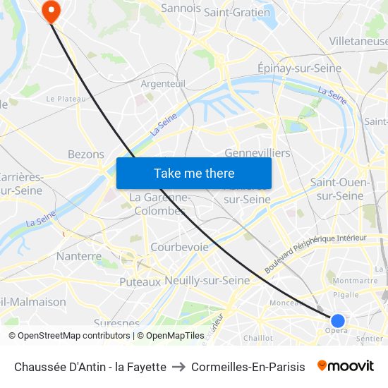 Chaussée D'Antin - la Fayette to Cormeilles-En-Parisis map