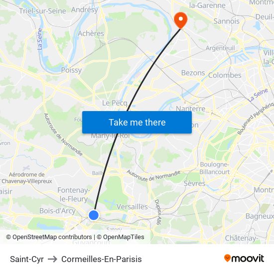 Saint-Cyr to Cormeilles-En-Parisis map