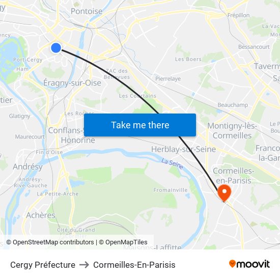 Cergy Préfecture to Cormeilles-En-Parisis map