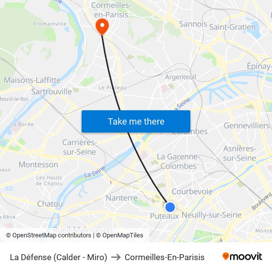 La Défense (Calder - Miro) to Cormeilles-En-Parisis map