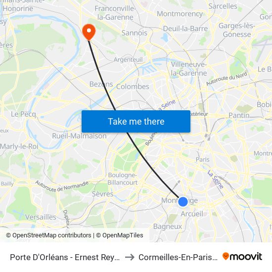 Porte D'Orléans - Ernest Reyer to Cormeilles-En-Parisis map