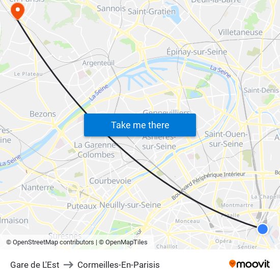 Gare de L'Est to Cormeilles-En-Parisis map