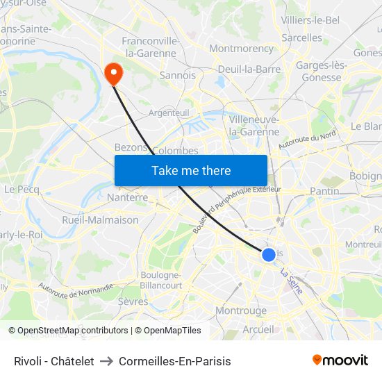 Rivoli - Châtelet to Cormeilles-En-Parisis map