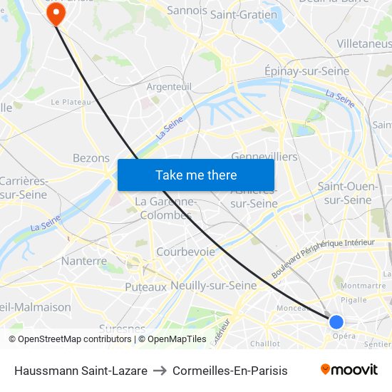 Haussmann Saint-Lazare to Cormeilles-En-Parisis map