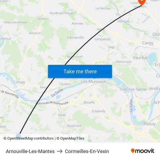 Arnouville-Les-Mantes to Cormeilles-En-Vexin map