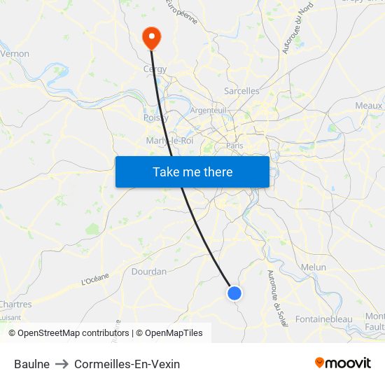 Baulne to Cormeilles-En-Vexin map