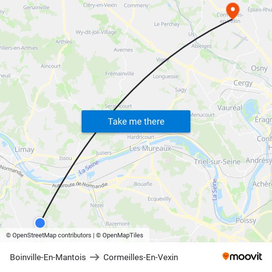 Boinville-En-Mantois to Cormeilles-En-Vexin map