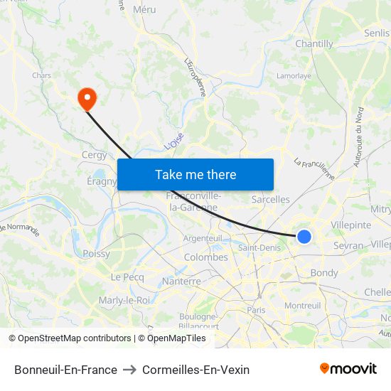 Bonneuil-En-France to Cormeilles-En-Vexin map