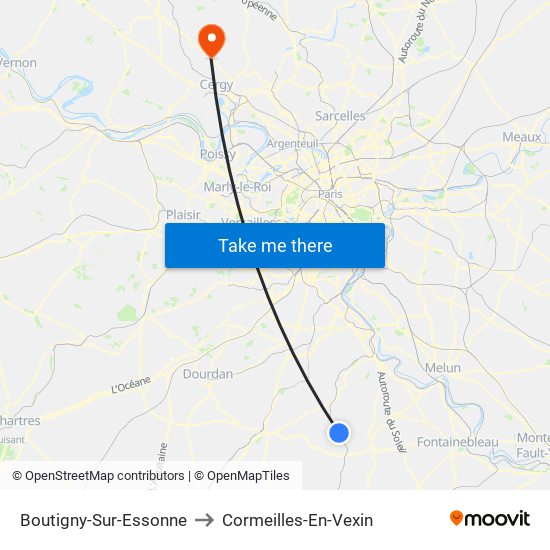 Boutigny-Sur-Essonne to Cormeilles-En-Vexin map
