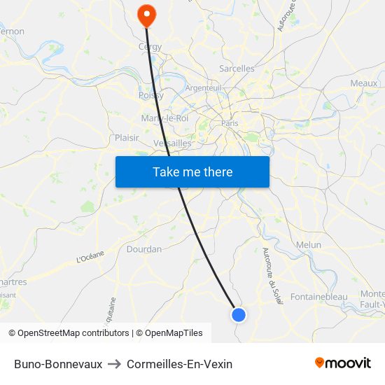 Buno-Bonnevaux to Cormeilles-En-Vexin map