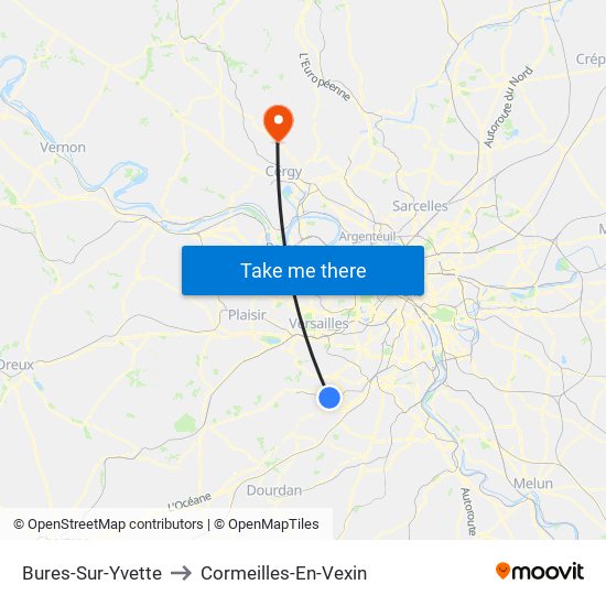 Bures-Sur-Yvette to Cormeilles-En-Vexin map