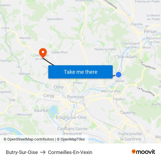 Butry-Sur-Oise to Cormeilles-En-Vexin map