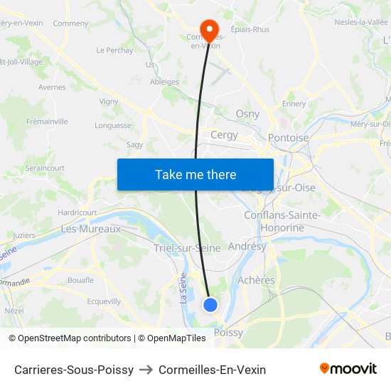 Carrieres-Sous-Poissy to Cormeilles-En-Vexin map