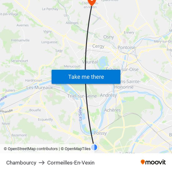 Chambourcy to Cormeilles-En-Vexin map