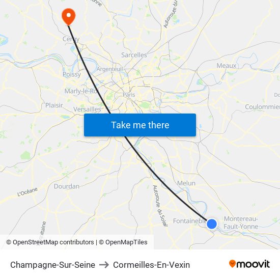 Champagne-Sur-Seine to Cormeilles-En-Vexin map