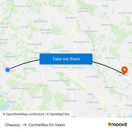 Chaussy to Cormeilles-En-Vexin map