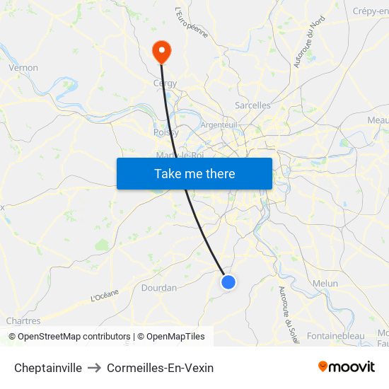 Cheptainville to Cormeilles-En-Vexin map
