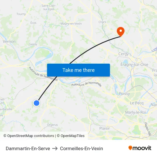 Dammartin-En-Serve to Cormeilles-En-Vexin map