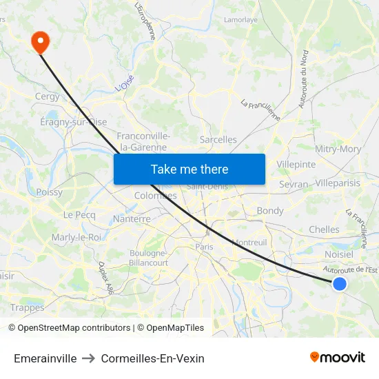Emerainville to Cormeilles-En-Vexin map
