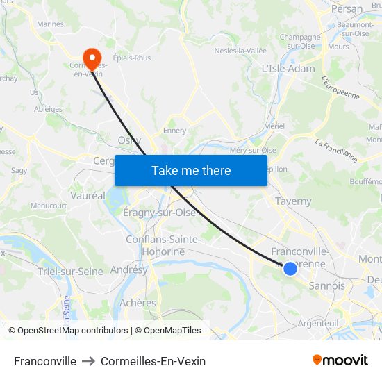 Franconville to Cormeilles-En-Vexin map