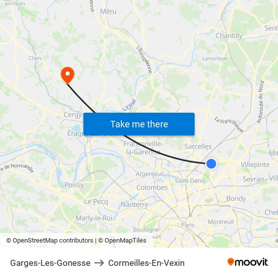Garges-Les-Gonesse to Cormeilles-En-Vexin map