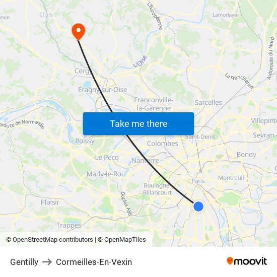 Gentilly to Cormeilles-En-Vexin map