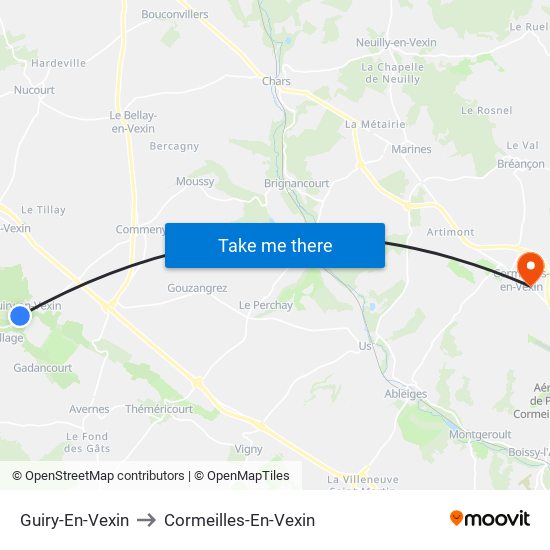 Guiry-En-Vexin to Cormeilles-En-Vexin map