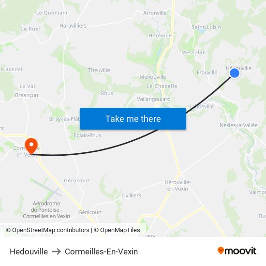 Hedouville to Cormeilles-En-Vexin map