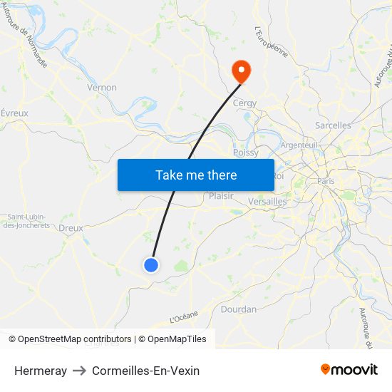 Hermeray to Cormeilles-En-Vexin map