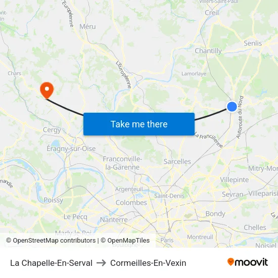 La Chapelle-En-Serval to Cormeilles-En-Vexin map
