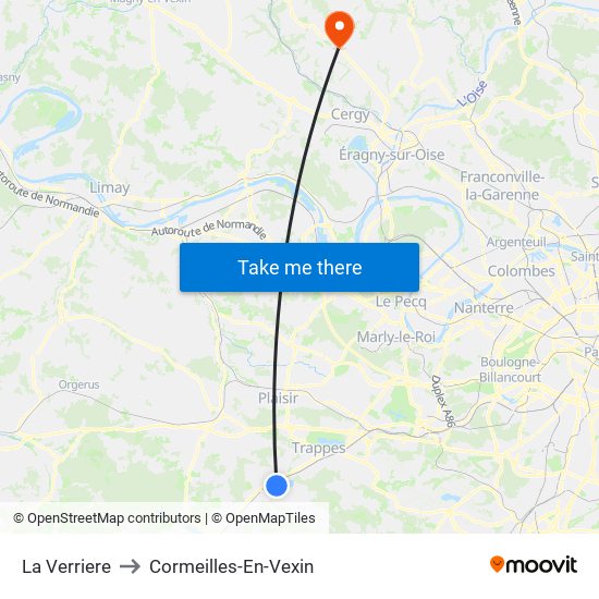 La Verriere to Cormeilles-En-Vexin map