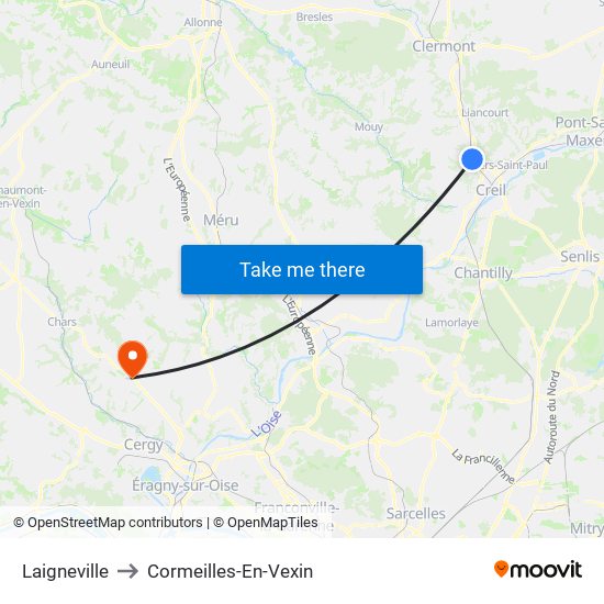 Laigneville to Cormeilles-En-Vexin map