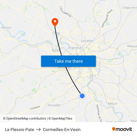 Le Plessis-Pate to Cormeilles-En-Vexin map