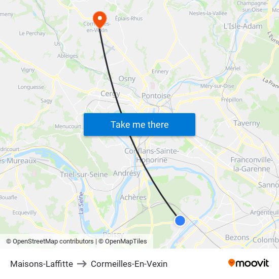 Maisons-Laffitte to Cormeilles-En-Vexin map