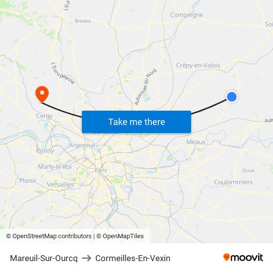 Mareuil-Sur-Ourcq to Cormeilles-En-Vexin map