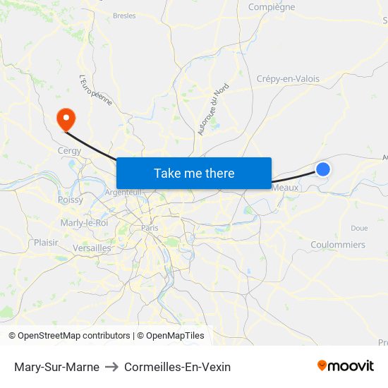 Mary-Sur-Marne to Cormeilles-En-Vexin map