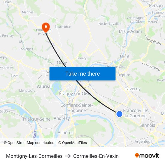 Montigny-Les-Cormeilles to Cormeilles-En-Vexin map